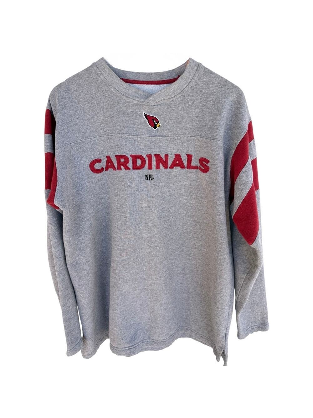 Arizona Cardinals Shirt Mens XL Gray Red NFL Football Long Sleeve Pullover